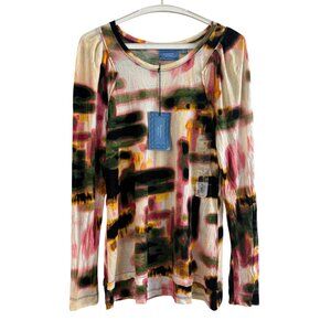 Simply Vera Vera Wang Womens Medium Multicolor Printed Long Sleeve Knit Top